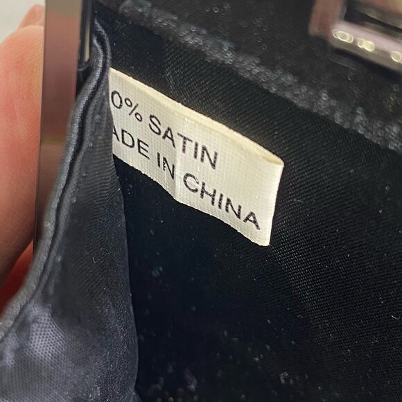 Jessica McClintock Black Beaded Evening Purse Chain Handle Goth Witchy Formal - Picture 5 of 8